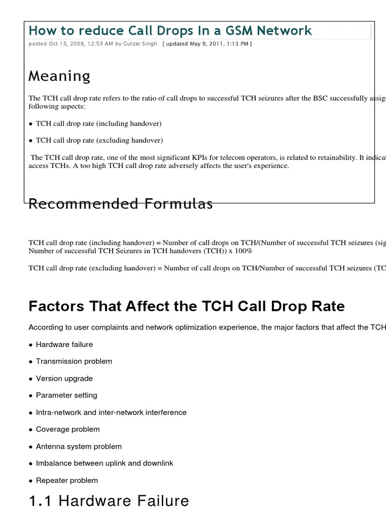 Reduce GSM Call Drops Effectively | PDF | Wireless | Computer Networking