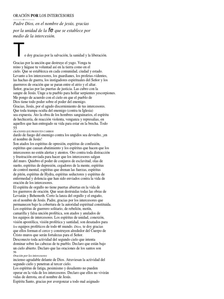 Oración de Intercesión por Guerreros | PDF | Espíritu | La unción