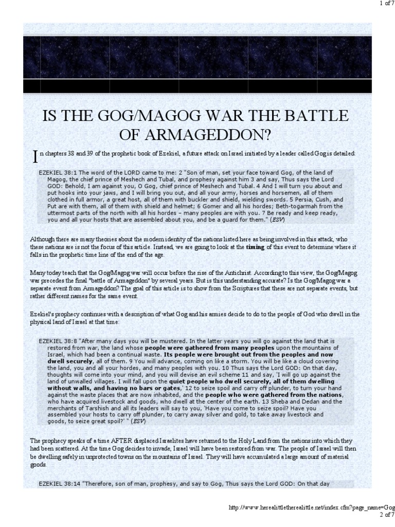 Is the Gog/Magog War the Battle of Armageddon? Armageddon Bible Content