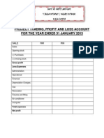 Project Trading, Profit and Loss Account For The Year Ended 31 January 2013