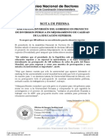 ANR SALUDA INVERSIÓN DEL GOBIERNO EN PROYECTO DE INVERSION PÚBLICA EN MEJORAMIENTO DE CALIDAD DE LA EDUCACIÓN SUPERIOR.