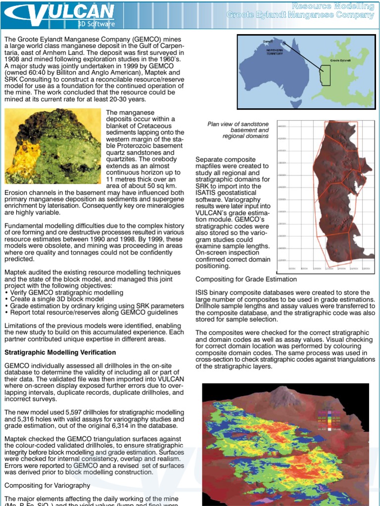 Resource Modelling Groote Eylandt Manganese Comp T Manganese Company