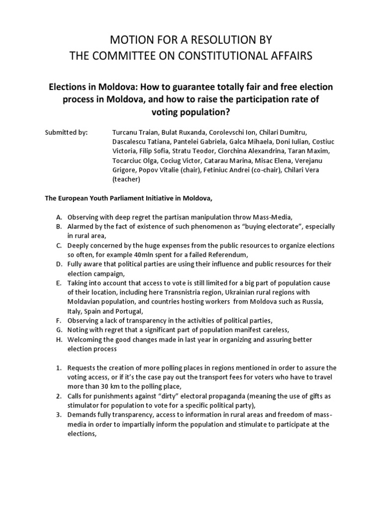 Motion For A Resolution | PDF