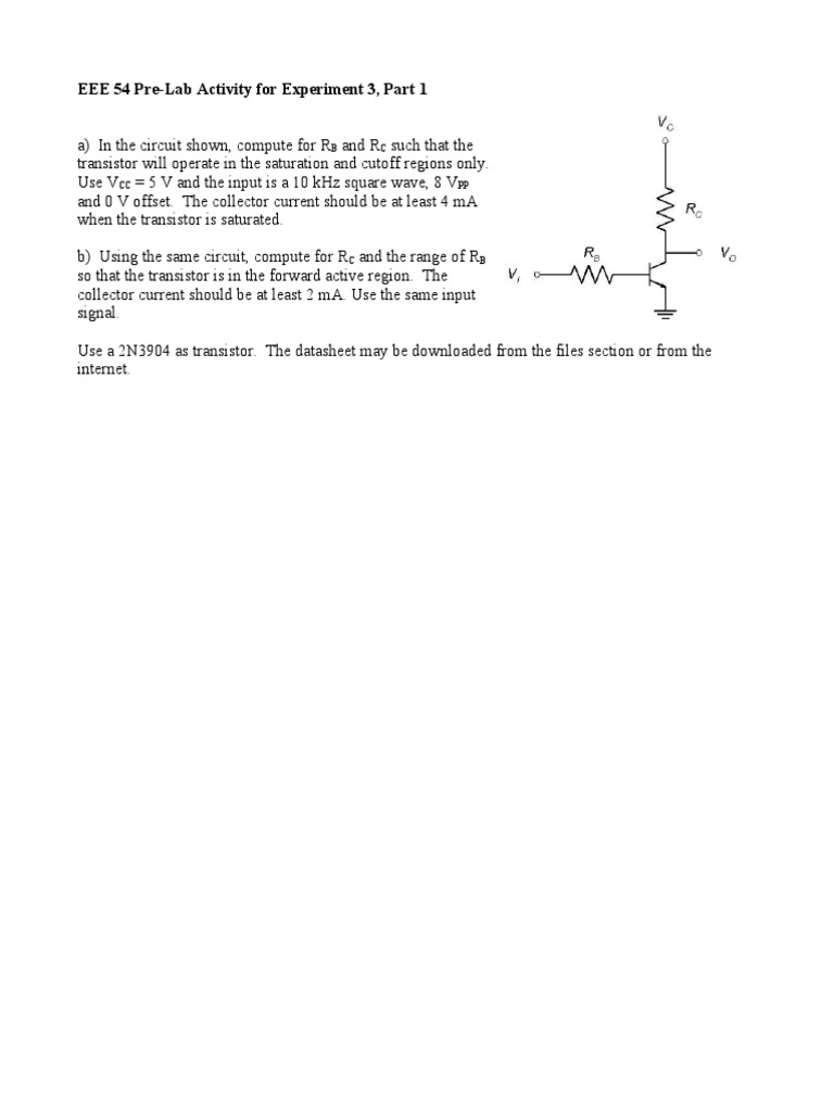 Transistor Circuit Analysis for EEE 54 | PDF