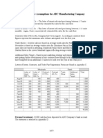 Sample - Cash Flow Assumptions For ABC Manufacturing Company