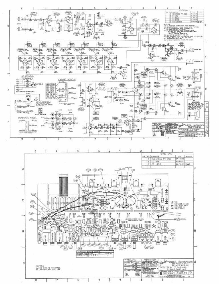 Fender BXR 100 Bass Amplifier Schematic PDF