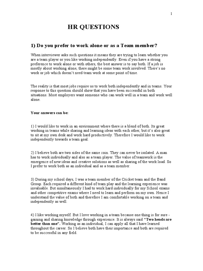 HR Interview Questions PDF Contentment Goal