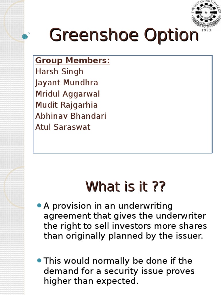 Green Shoe Option Stock Market Corporations