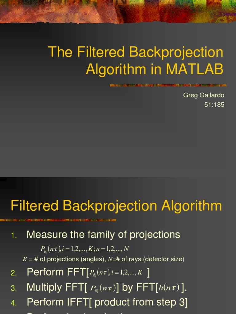 Filtered Backprojection in MATLAB | PDF | Signal Processing | Linear ...