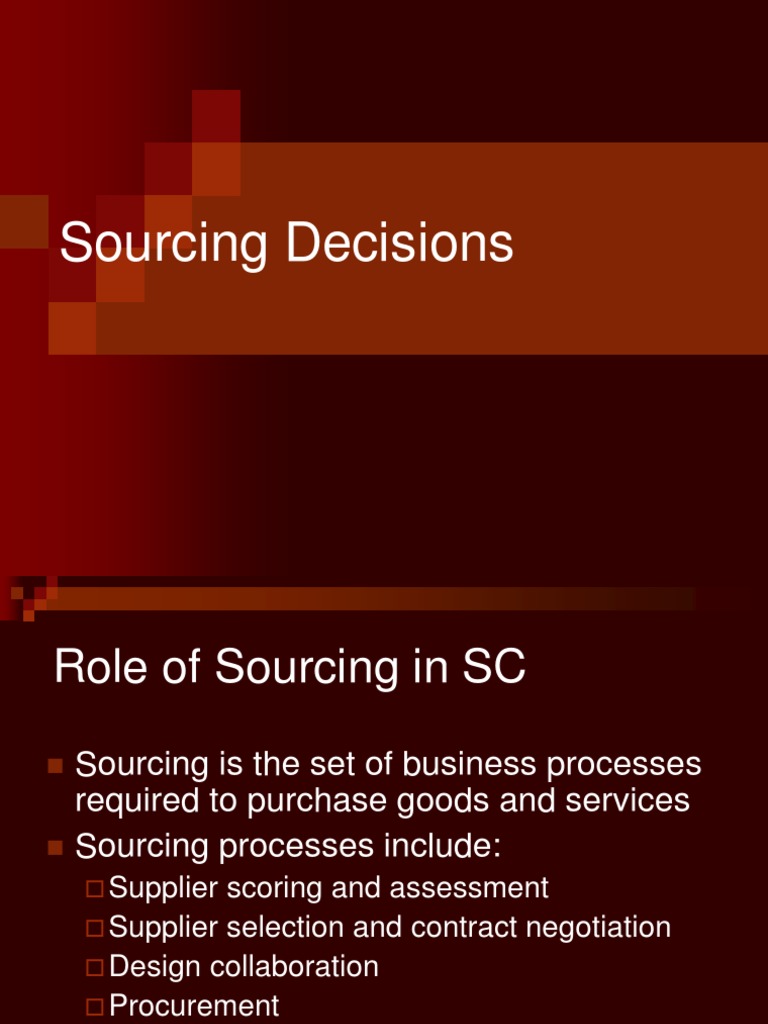 Sourcing Decision Procurement Supply Chain