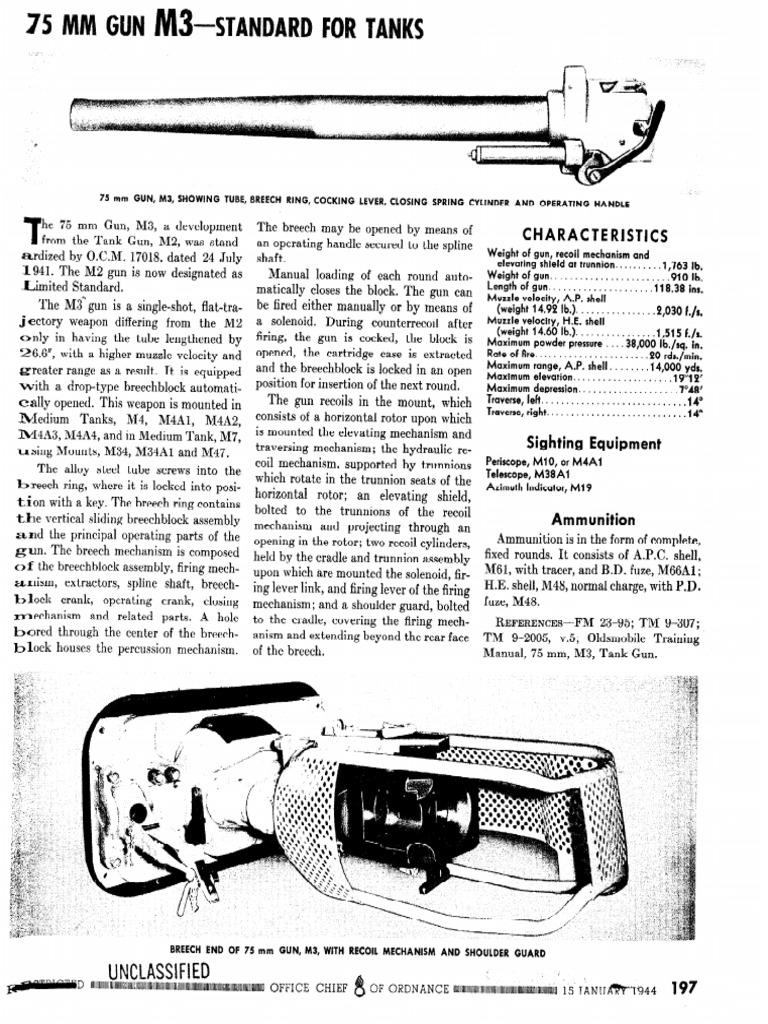 75mm M3 Gun | Download Free PDF | Shell (Projectile) | Ammunition