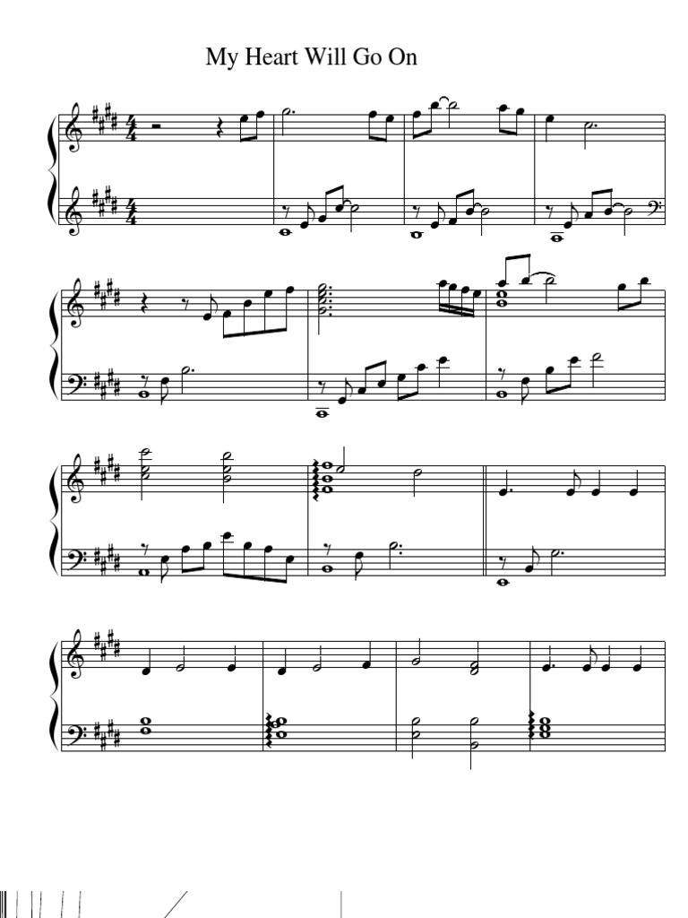 (Sheet Music Piano) Titanic My Heart Will Go On