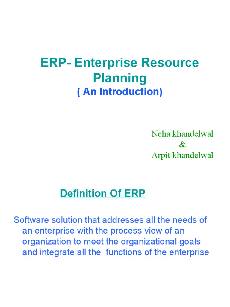 Introduction to ERP Systems and Benefits | PDF | Enterprise Resource ...