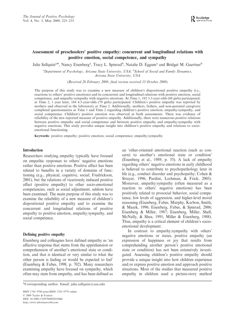 Nancy Eisenberg | PDF | Empathy | Affect (Psychology)
