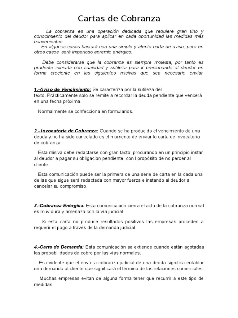 Cartas de Cobranza | PDF