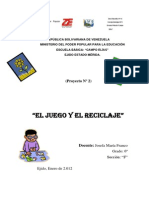 Proyecto El Juego y El Reciclaje 6° Grado Josefa Franco