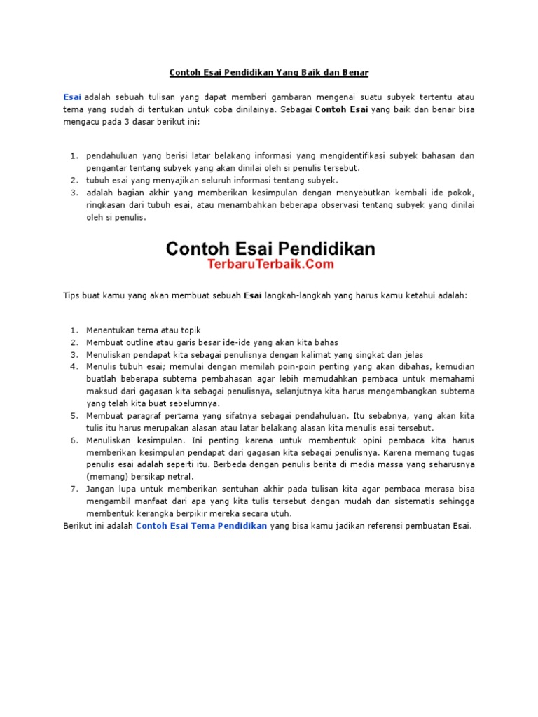 contoh essay 100 kata