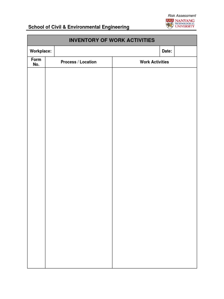 Work Activities Risk Assessment Form | PDF