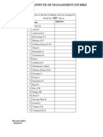 Shridevi Institute of Management Studies: SL No Name Signature