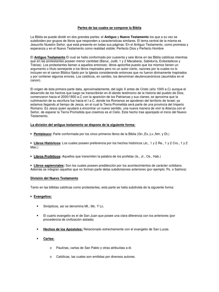 Partes de Las Cuales Se Compone La Biblia Literatura judía Antiguo Testamento