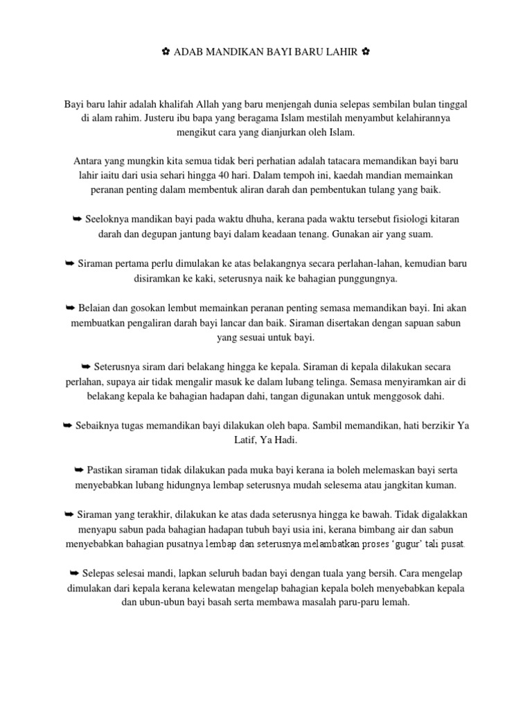 Adab2 Memandikan Bayi Baru Lahir Pdf