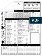 Call of Cthulhu 1990 Character Sheet