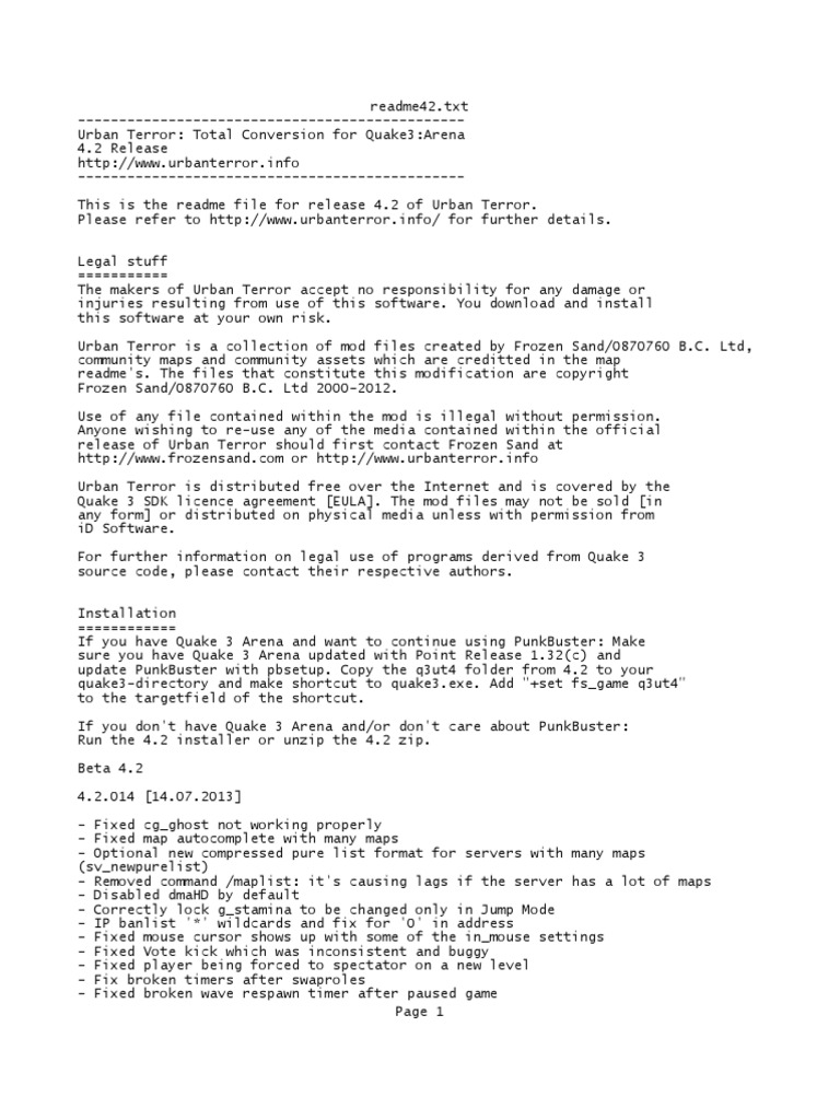 Urban Terror | PDF | Lag | Software Bug