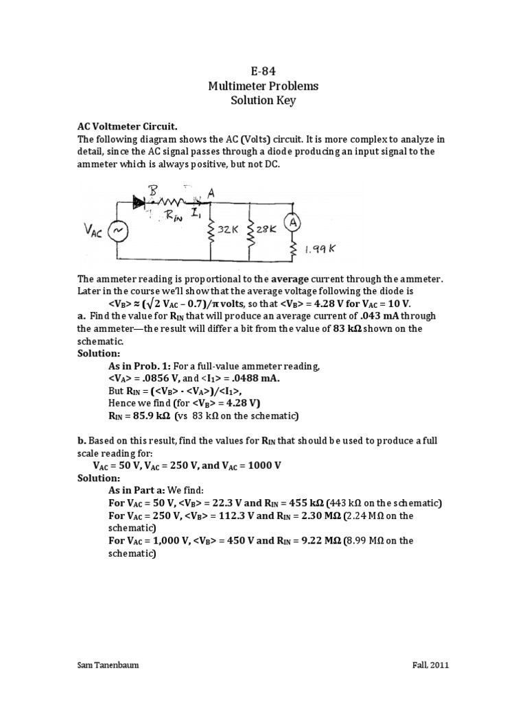 AC Voltmeter Circuit Analysis Guide | PDF | Science & Mathematics