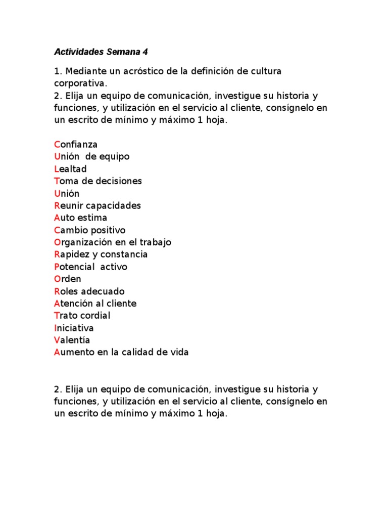 Actividades Semana 4 | PDF | Crecimiento personal y profesional ...