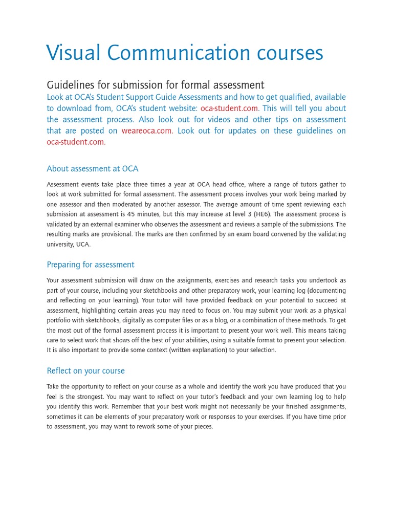OCA Visual Communication Assessment Guide | PDF | Educational ...