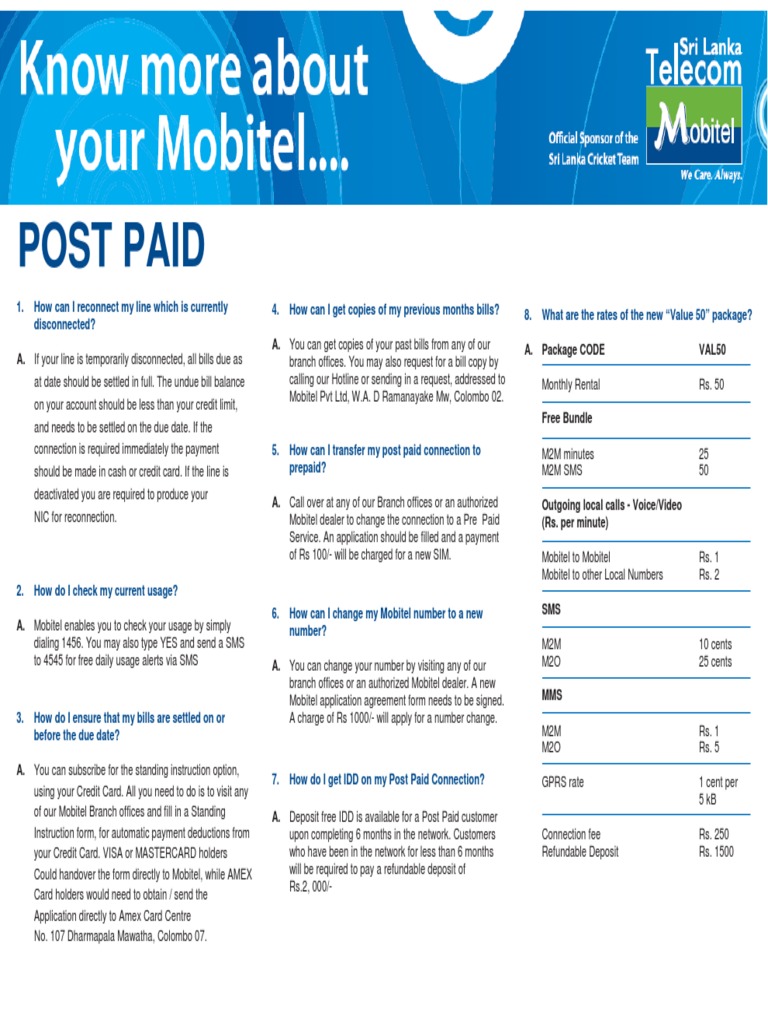 Know More About Your Mobitel Prepaid Mobile Phone Credit Card