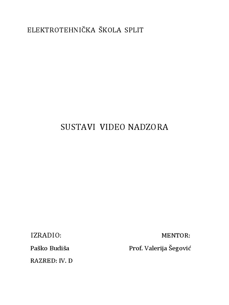 Maturalni Rad Video Nadzor PDF
