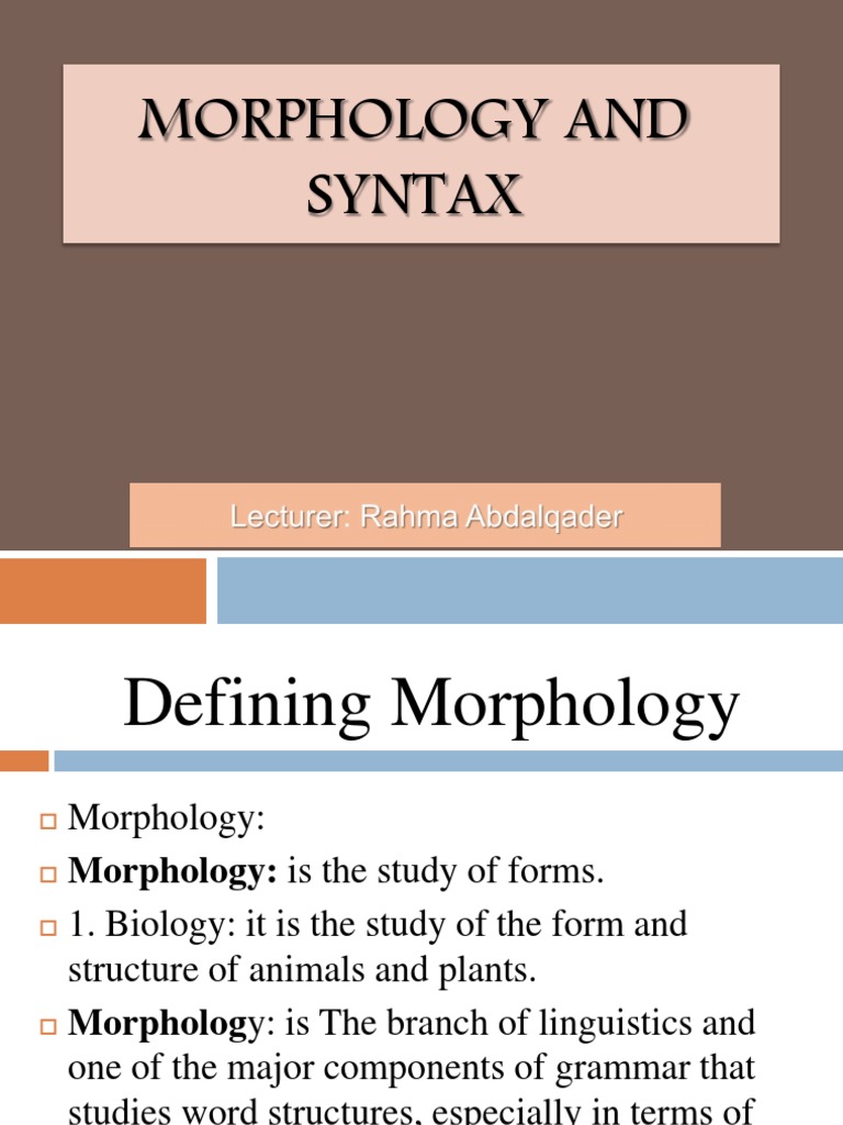 Morphology and Syntax | PDF | Morphology (Linguistics) | Word