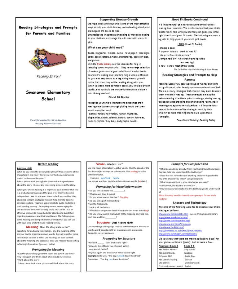 Reading Strategies for Parents | PDF | Reading Comprehension | Reading ...