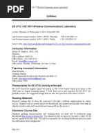 Syllabus 471c Wireless Communications Laboratory