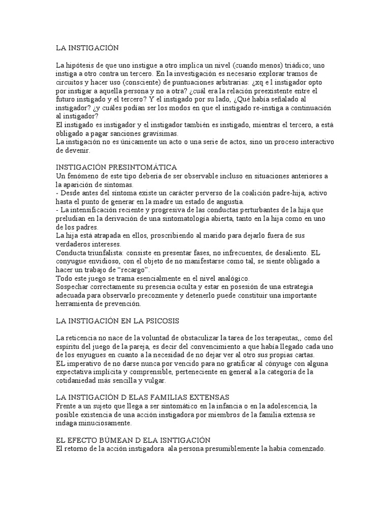 La Instigación | PDF | Sicología | Cognición