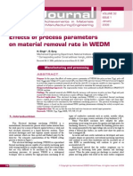 Effects of Process Parameters On Material Removal Rate in WEDM