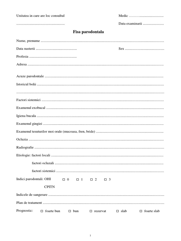 Fisa Parodontala | PDF