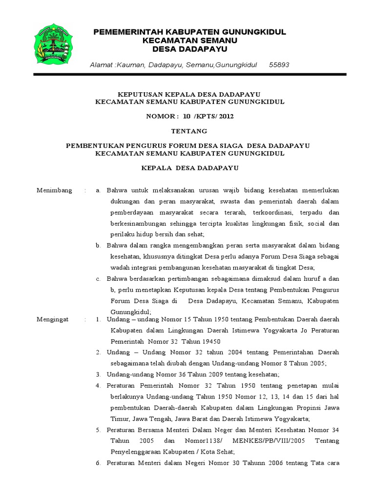 Kop Surat Desa Siaga Contoh Kop Surat
