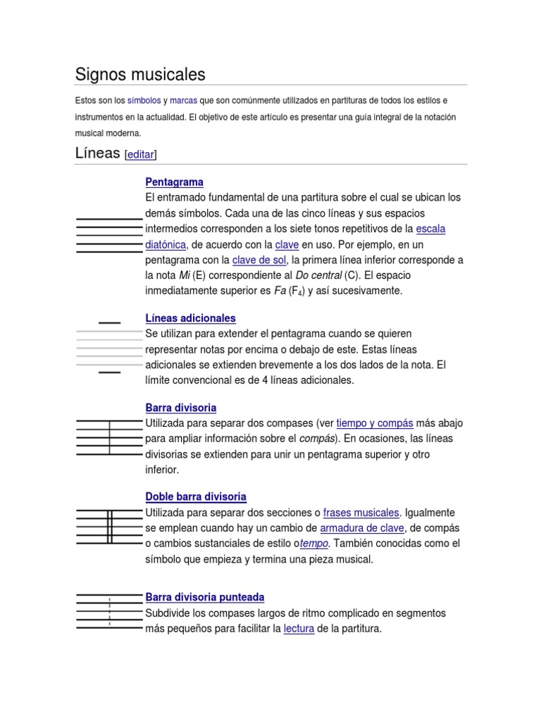 Signos Musicales Clave Notacion