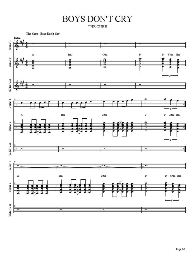 The Cure Boys Dont Cry Structure de morceaux Instruments de musique