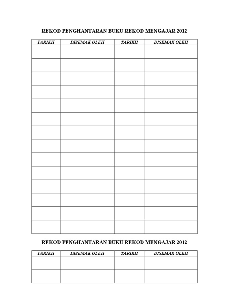 Rekod Penghantaran Buku Rekod Mengajar | PDF