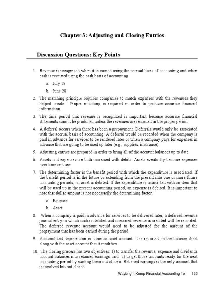 Chapter 3 Solutions | PDF | Debits And Credits | Deferral