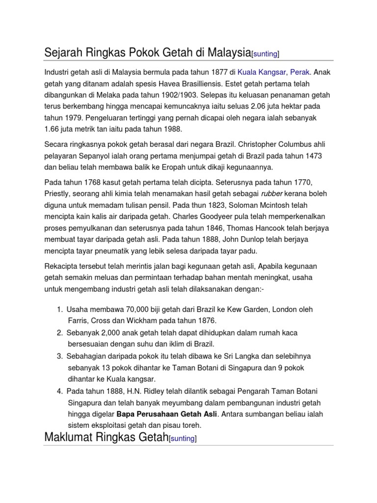 Sejarah Ringkas Pokok Getah Di Malaysi1 Pdf