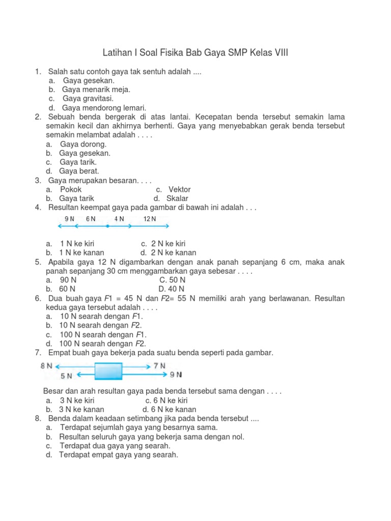 Contoh Soal Hukum Newton 2 Smp Kelas 8 - Dapatkan Contoh