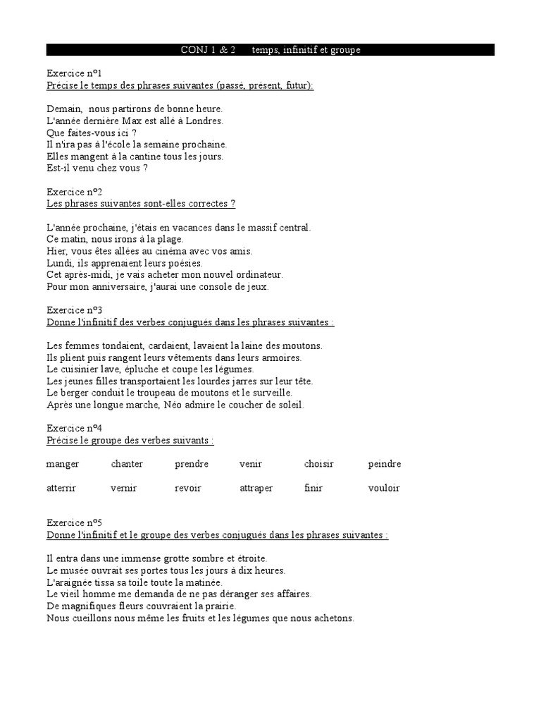 Conjuguer Le Verbe Tomar En Espagnol Exercice de Conjugaison des verbes français