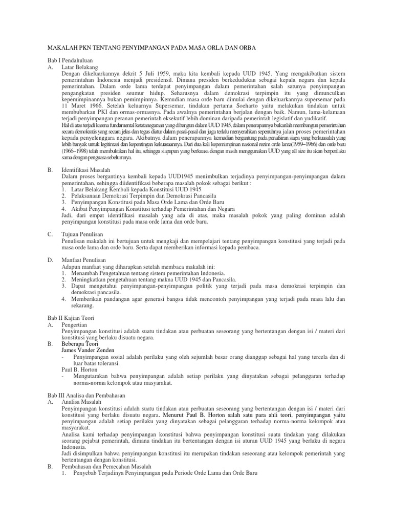 Bentuk Penyimpangan Sistem Ketatanegaraan Pada Masa Demokrasi Terpimpin Seputar Bentuk