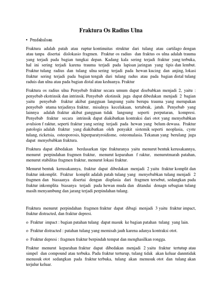 Fraktura Os Radius dan Ulna pada Kucing | PDF