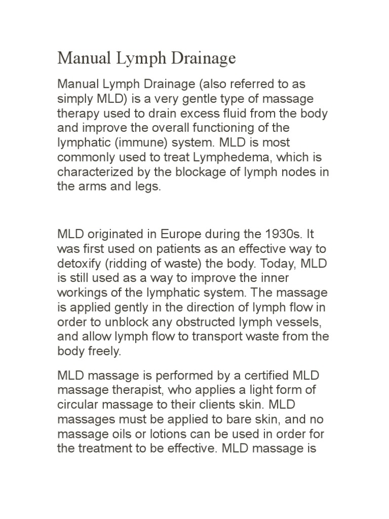 Manual Lymph Drainage PDF