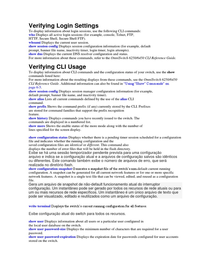 Comandos Switch Alcatel PDF Command Line Interface Protocols